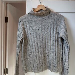 Madewell Speckled Gray Ribbed Turtleneck Sweater